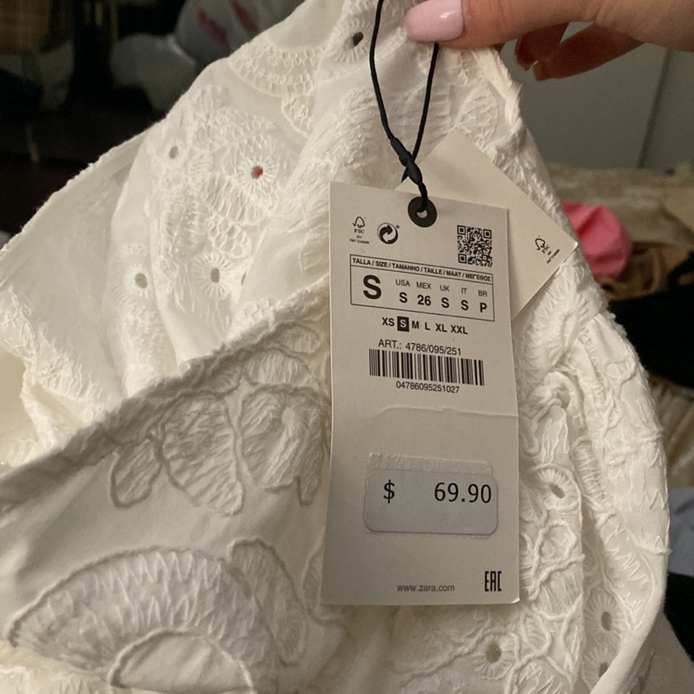 Zara White Eyelet Midi Dress - Picture 10 of 11